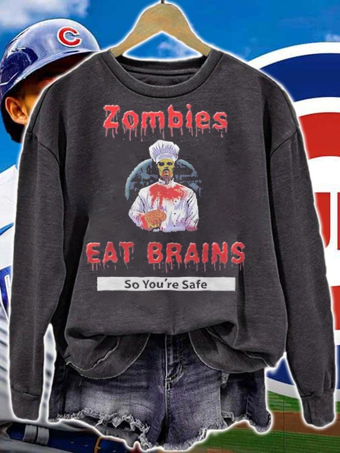 Zombies eat brains so you're safe chef 2021 Halloween T-shirt sweatshirt