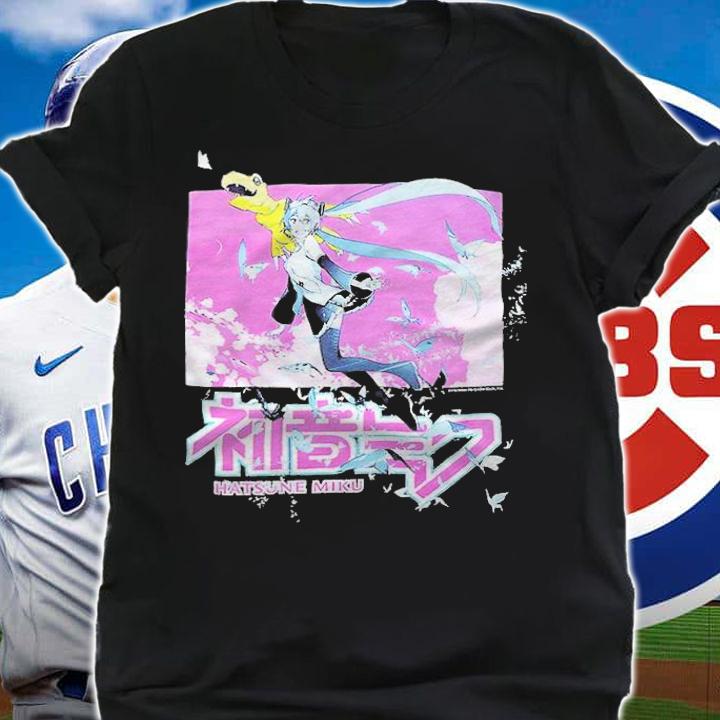 Hatsune Miku and Digimon flying T-shirt shirt