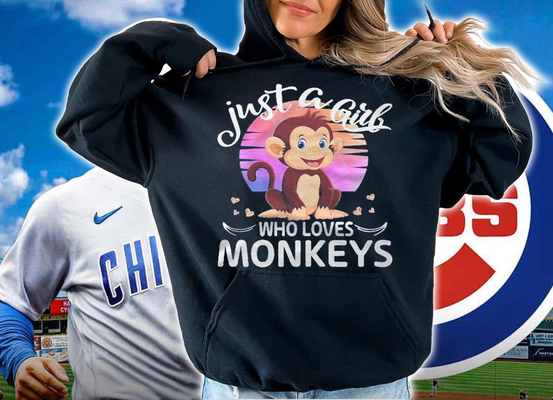 Just A Girl Who Loves Monkeys Cute Monkey Lover Girls Kids Shirt