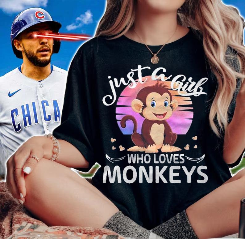 Just A Girl Who Loves Monkeys Cute Monkey Lover Girls Kids Shirt