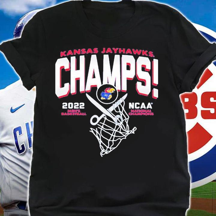 Kansas Jayhawks Blue 2022 NCAA Men's Basketball National Champions Cut The Net T-Shirt shirt