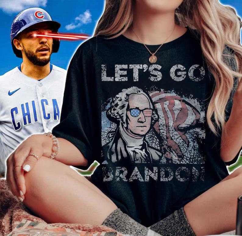 Let's Go Brandon George Washington American Flag T-Shirt woman shirt