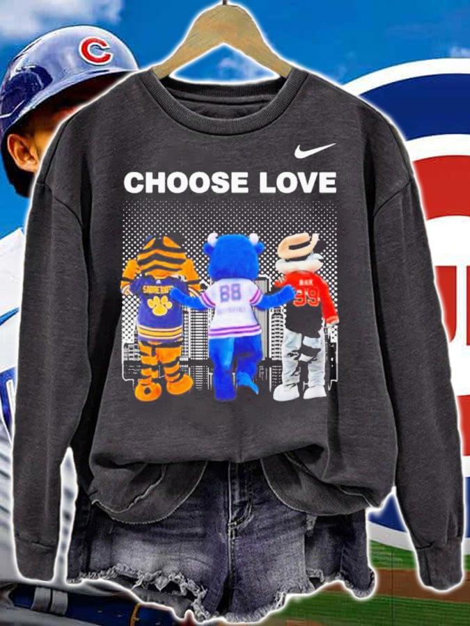 Choose Love Mascot Sabretooth Billy Buffalo And Rex Shirt sweatshirt