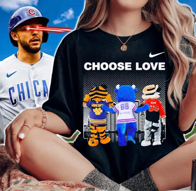 Choose Love Mascot Sabretooth Billy Buffalo And Rex Shirt woman shirt