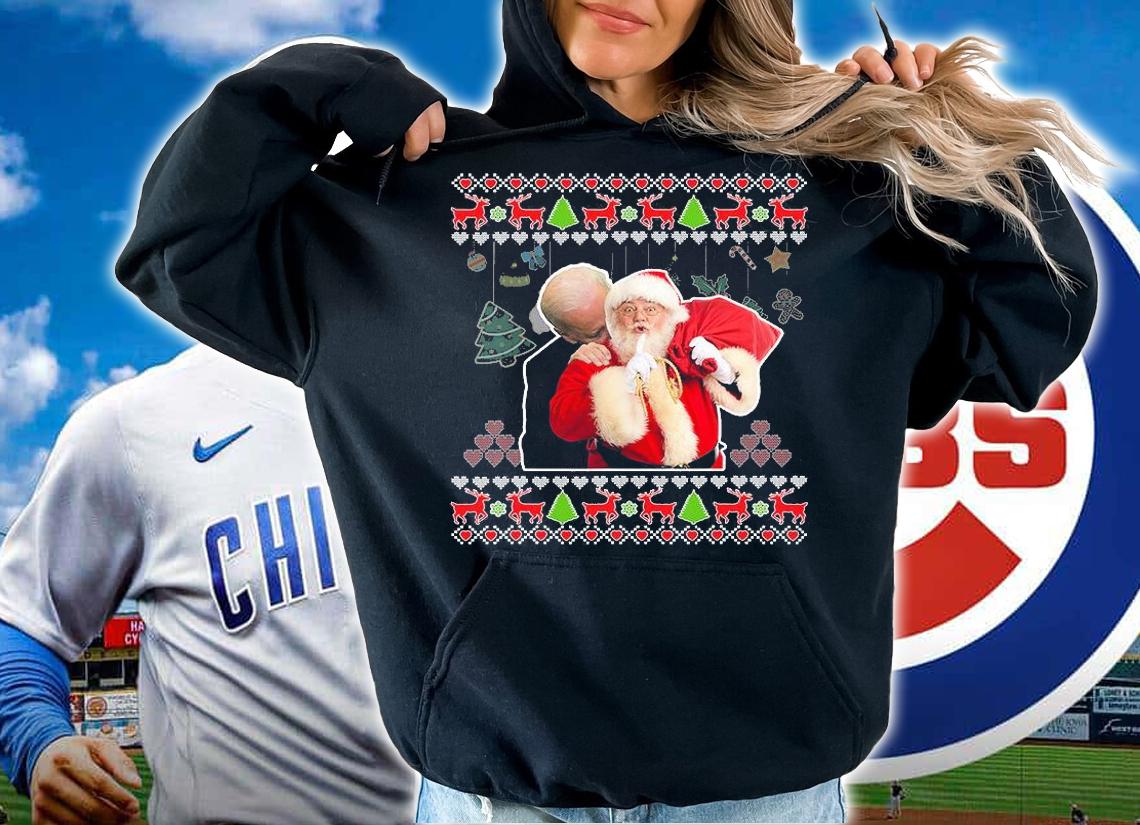 Funny Ugly Christmas Biden And Santa Claus Funny Anti Biden T-Shirt