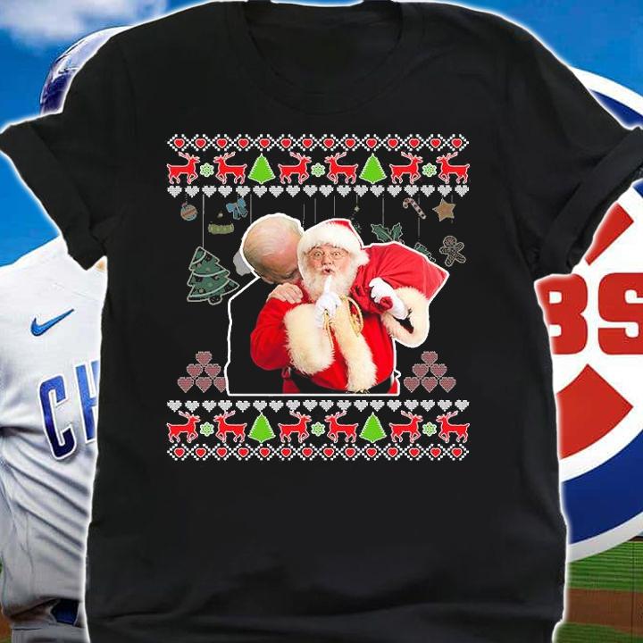Funny Ugly Christmas Biden And Santa Claus Funny Anti Biden T-Shirt