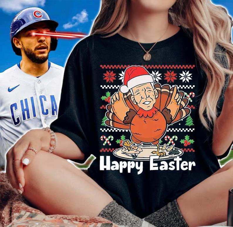 Happy Easter Funny Ugly Christmas Santa Joe Biden Turkey T-Shirt woman shirt