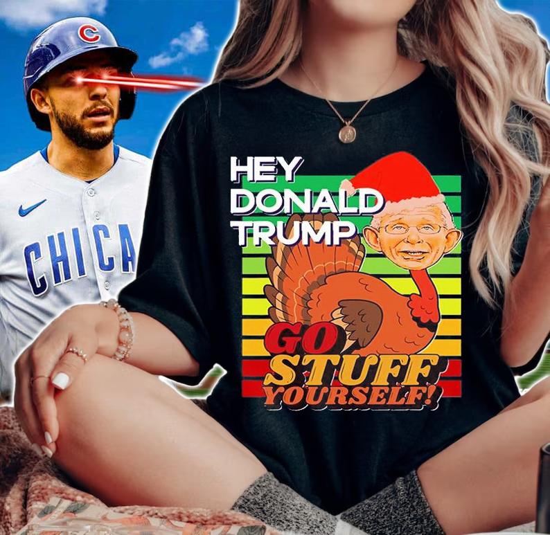 Hey Donald Trump Christmas Fauci Trump Stuff Yourself T-Shirt woman shirt
