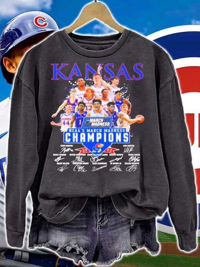 Kansas Jayhawks NCAA March Madness Champion 2022 Signatures Shirt sweatshirt