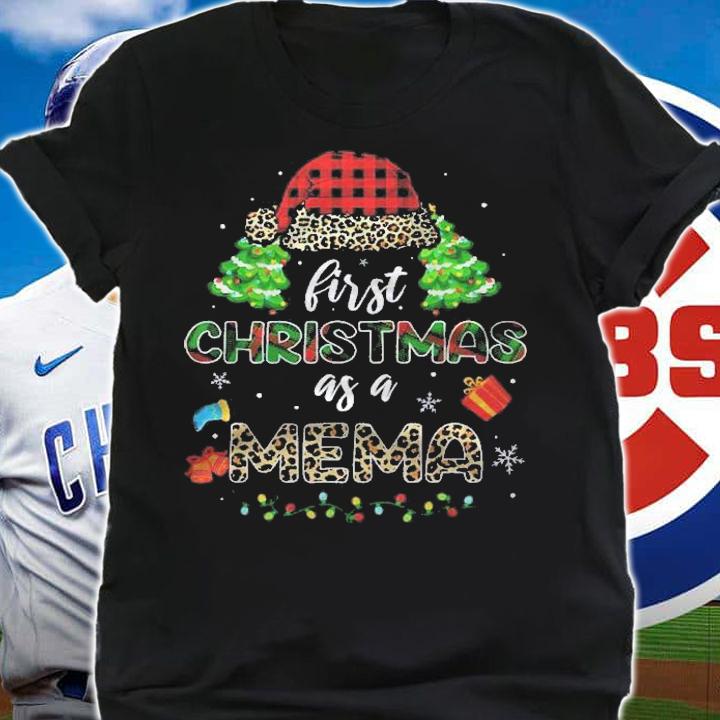 Mb First Christmas As A Mema Santa Hat Leopard Plaid Shirt shirt