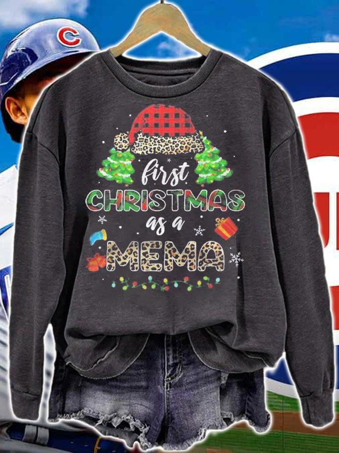 Mb First Christmas As A Mema Santa Hat Leopard Plaid Shirt sweatshirt