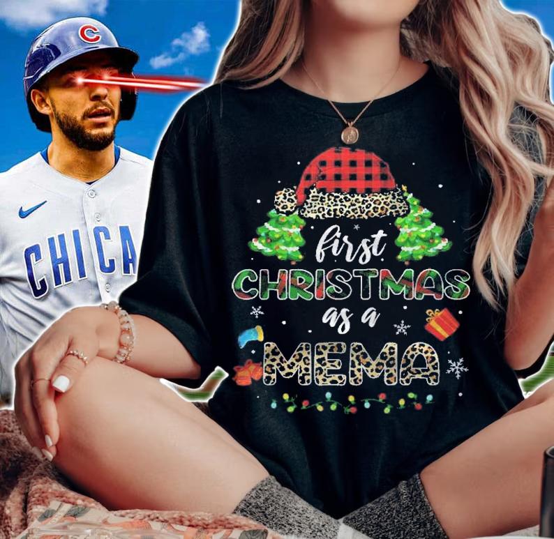 Mb First Christmas As A Mema Santa Hat Leopard Plaid Shirt woman shirt