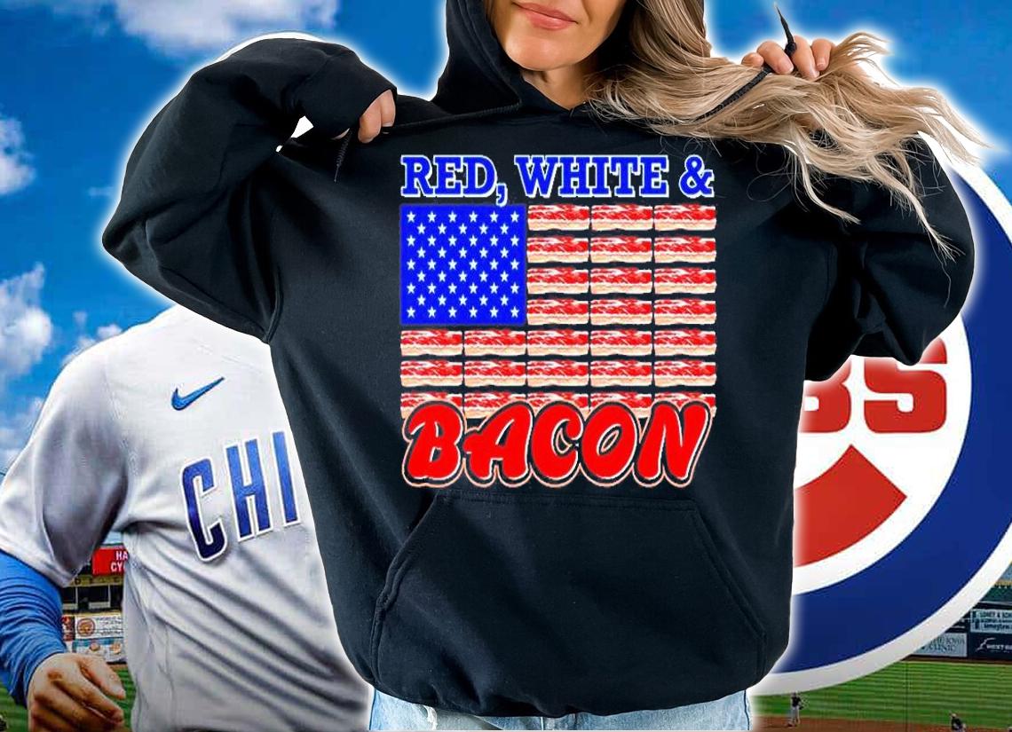 Patriotic Pork Lover Red White Bacon Flag Gift T-Shirt hoodie