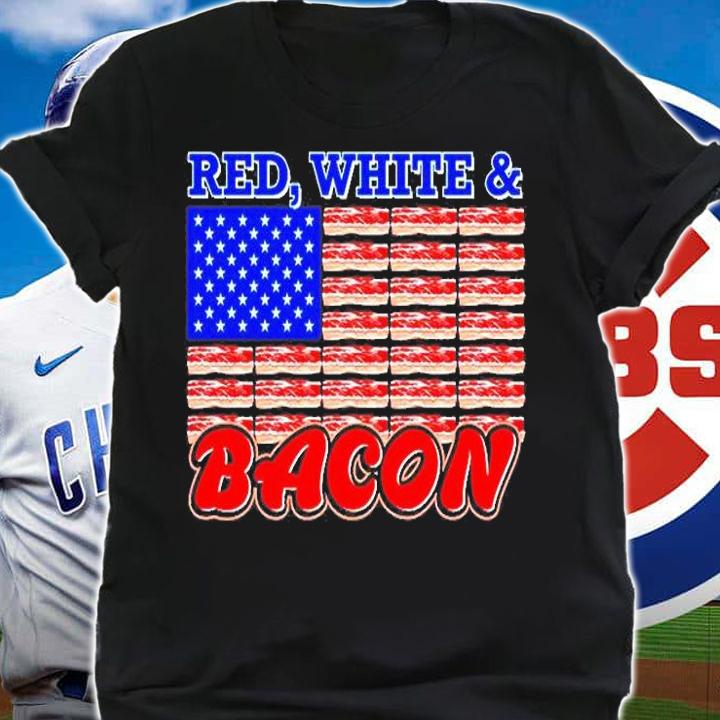 Patriotic Pork Lover Red White Bacon Flag Gift T-Shirt shirt