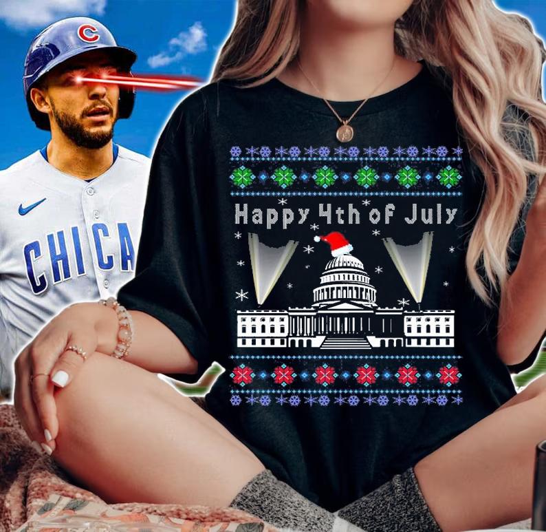Santa Joe Biden Happy 4th of July Ugly Christmas T-Shirt woman shirt
