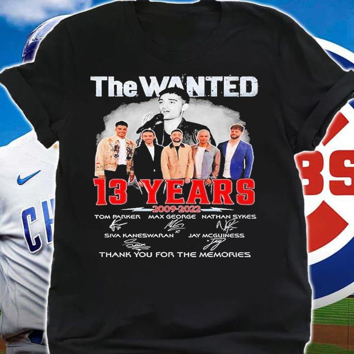 The Wanted 13 Years 2009 2022 Thank You For The Memories Signatures T-Shirt shirt