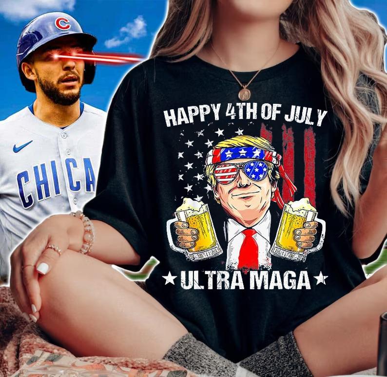 Ultra Maga Proud Pro Trump Happy 4th Of July American Flag Trump Beer T-Shirt woman shirt