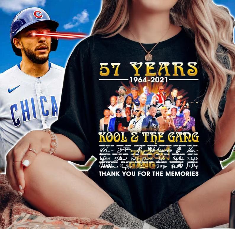 57 years 1964-2021 Kool and The Gang signatures t-shirt woman shirt