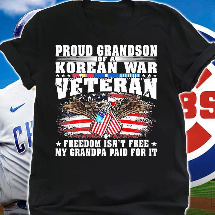 Proud Grandson Of A Korean War Veteran Military T-Shirt shirt