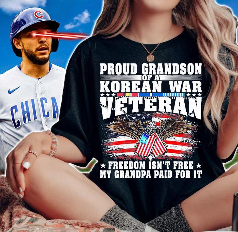 Proud Grandson Of A Korean War Veteran Military T-Shirt woman shirt