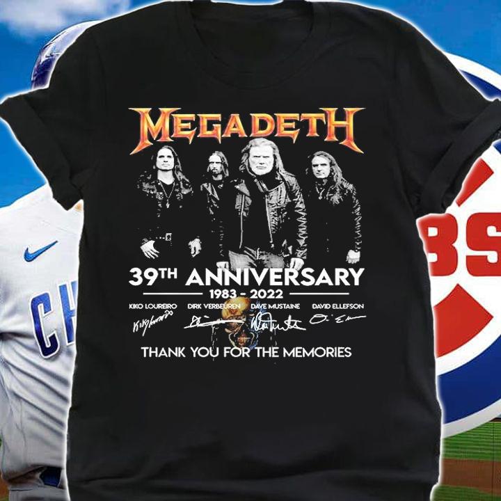 Megadeth 39th Anniversary 1983 2022 Thank You For The Memories Signatures T-Shirt