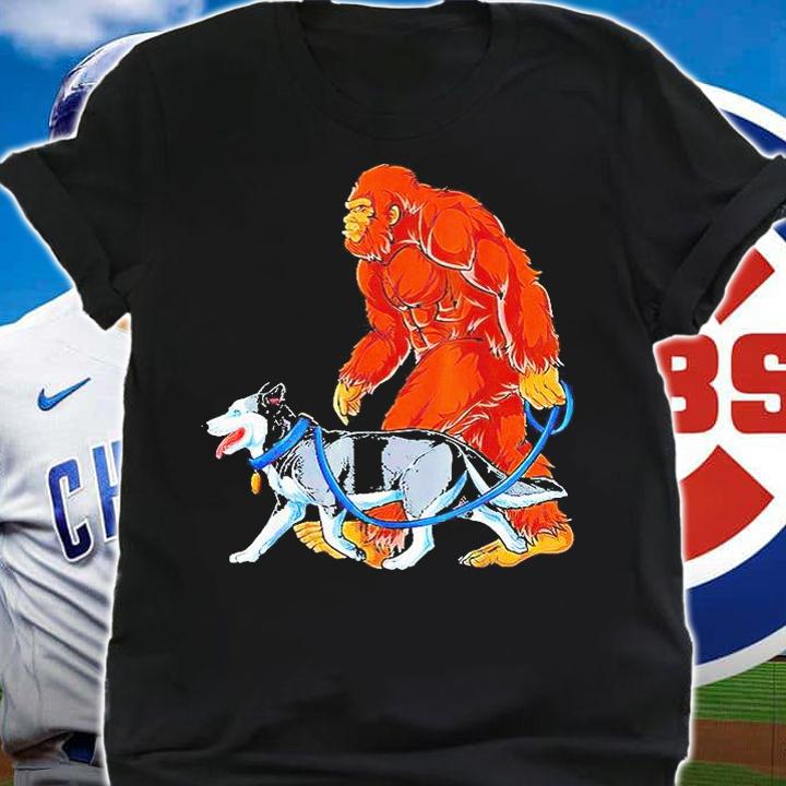 Bigfoot Dog walk Siberian Husky T-shirt shirt