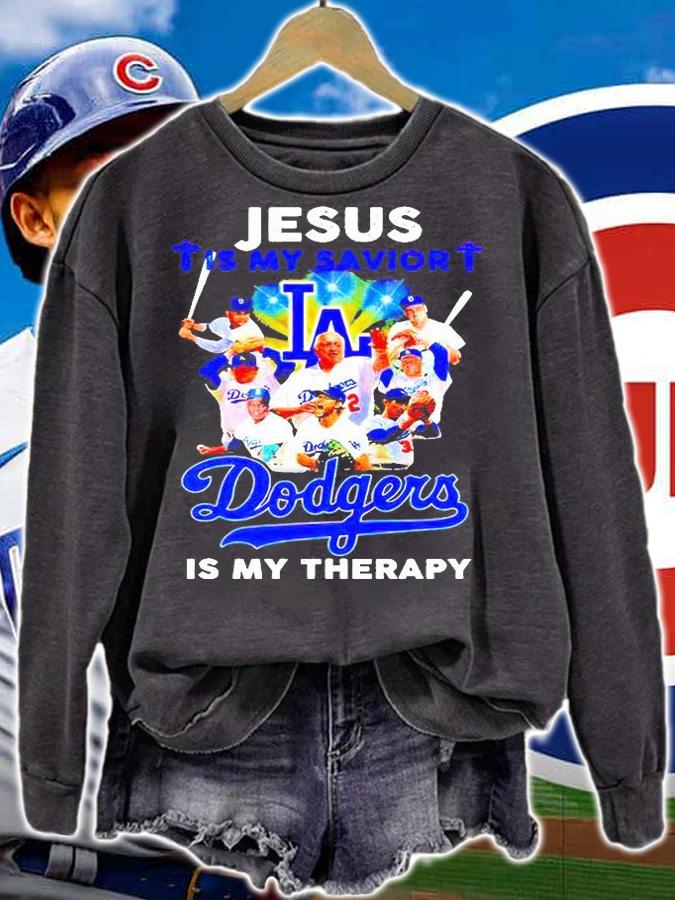 Jesus is my savior Los Angeles Dodgers is my therapy T-shirt