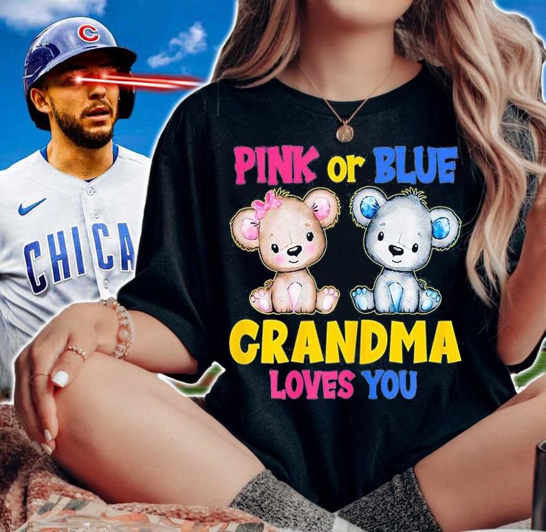 Pink or Blue Grandma Loves You Baby Bear T-Shirt