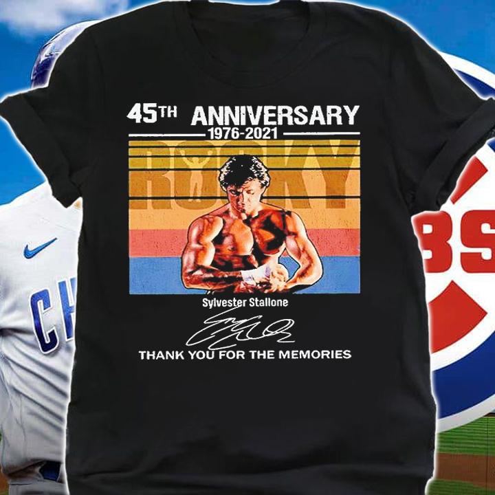 Rocky 45th anniversary 1976-2021 Sylvester Stallone thank You for the memories signature T-shirt shirt