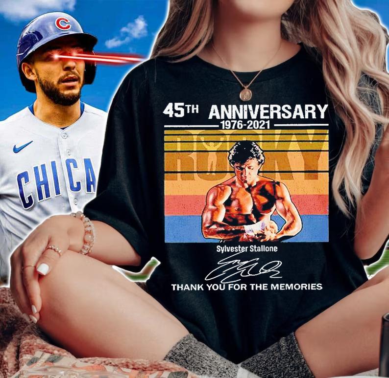 Rocky 45th anniversary 1976-2021 Sylvester Stallone thank You for the memories signature T-shirt woman shirt