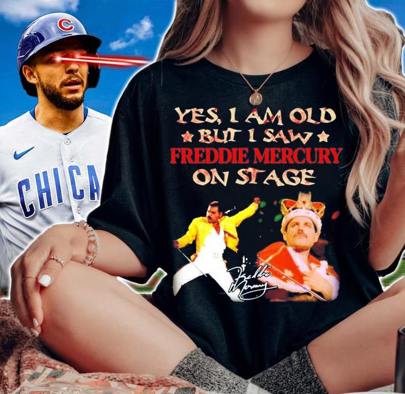 Yes I am old but I saw Freddie Mercury on stage signature t-shirt woman shirt
