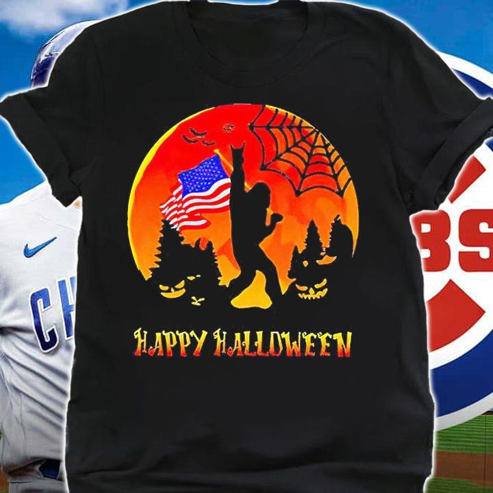 Bigfoot happy Halloween American flagT-shirt