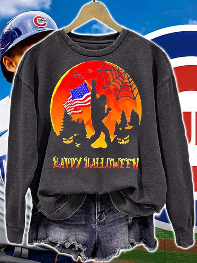 Bigfoot happy Halloween American flagT-shirt