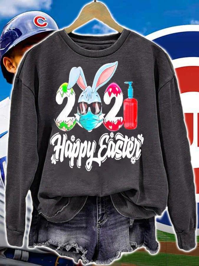Bunny face mask 2021 eggs and Covid happy easter shirt sweatshirt