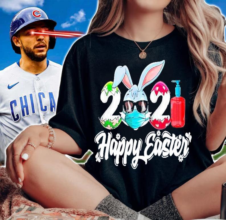 Bunny face mask 2021 eggs and Covid happy easter shirt woman shirt