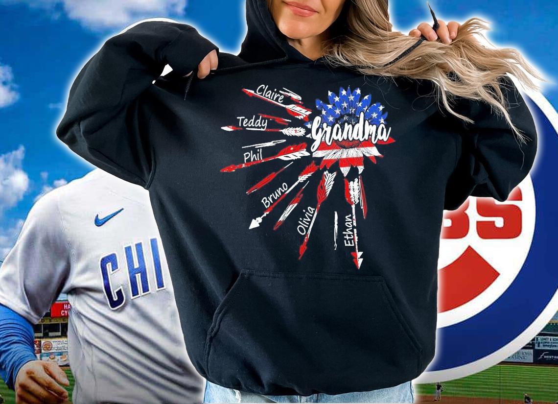 Grandma with grandkids flower arrow USA shirt