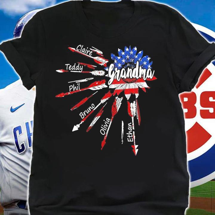 Grandma with grandkids flower arrow USA shirt
