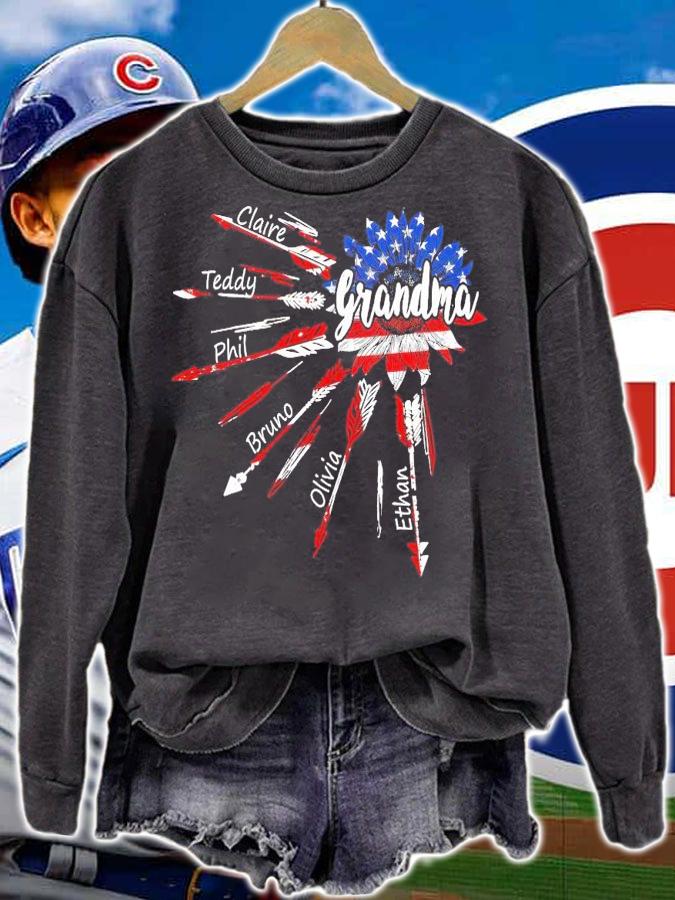 Grandma with grandkids flower arrow USA shirt