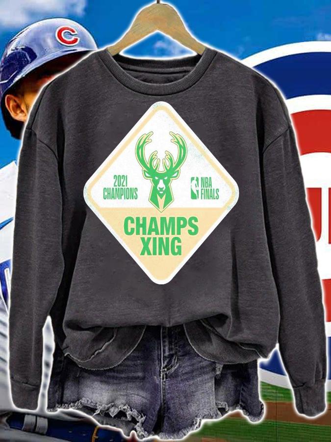 Milwaukee Bucks 2021 Champions Champs Xing shirt sweatshirt