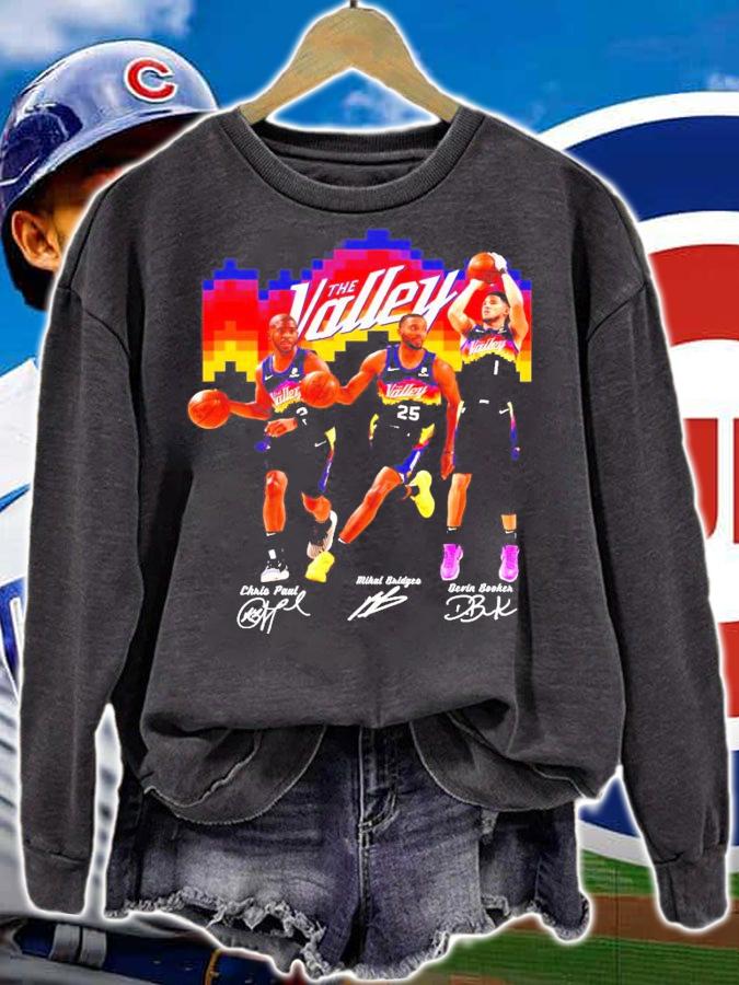 The Valley Phoenix Sun Chrio Paul Mikal Bridges Devin Booker signature shirt sweatshirt