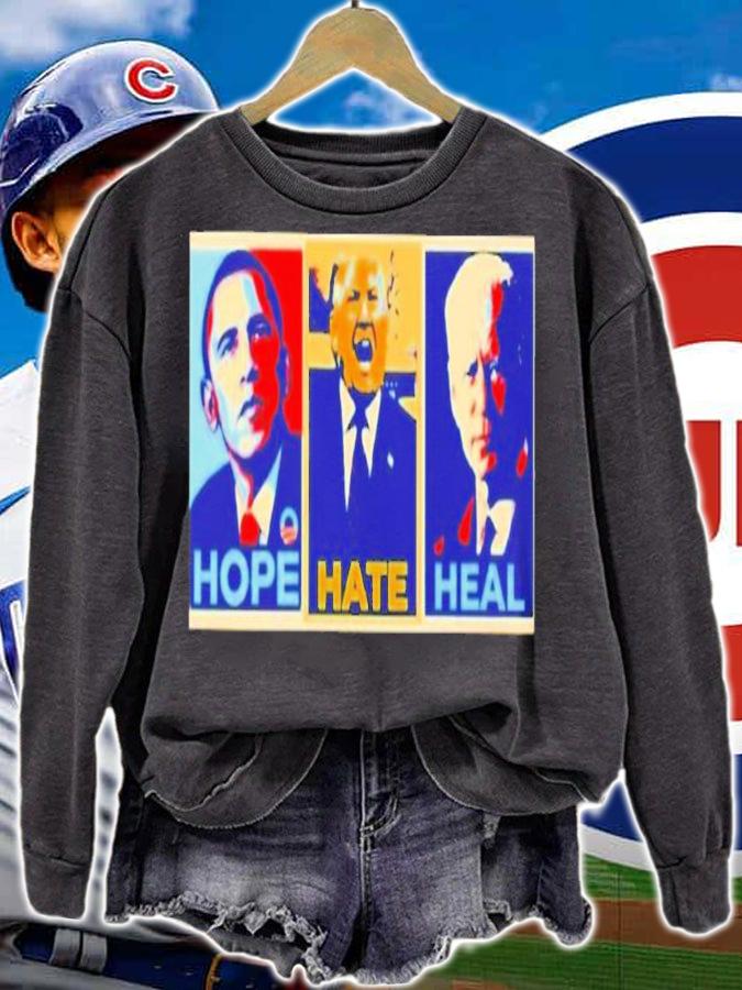 Obama Trump and Biden Hope Hate Heal shirt sweatshirt