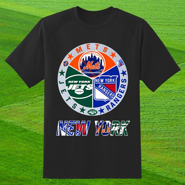 Official New York Sports Teams Jets Mets Rangers Logos Shirt