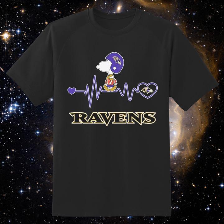 Personalized Snoopy Baltimore Ravens Football Heartbeat T-Shirt