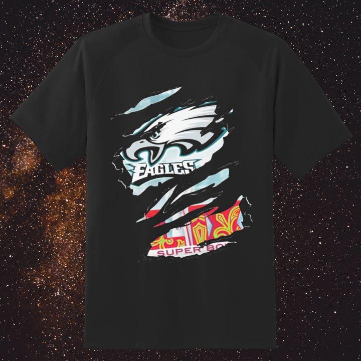 Philadelphia Eagles Logo Super Bowl Lix 2025 Torn Scratch Shirt