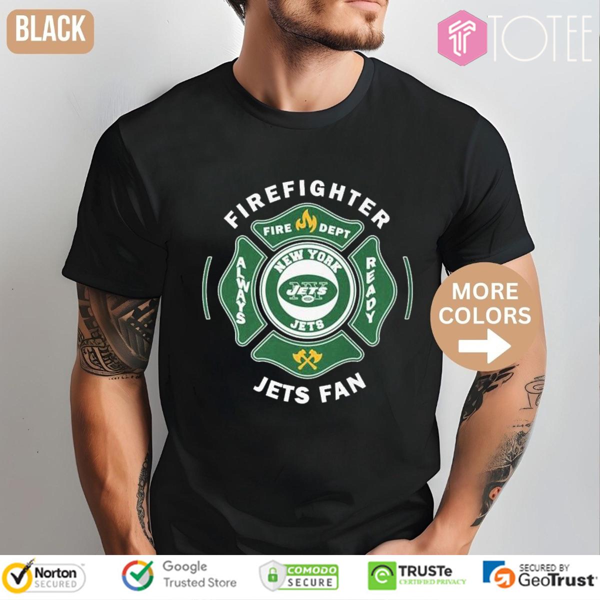 Fire Dept New York Jets Logo Football Firefighter T-Shirt