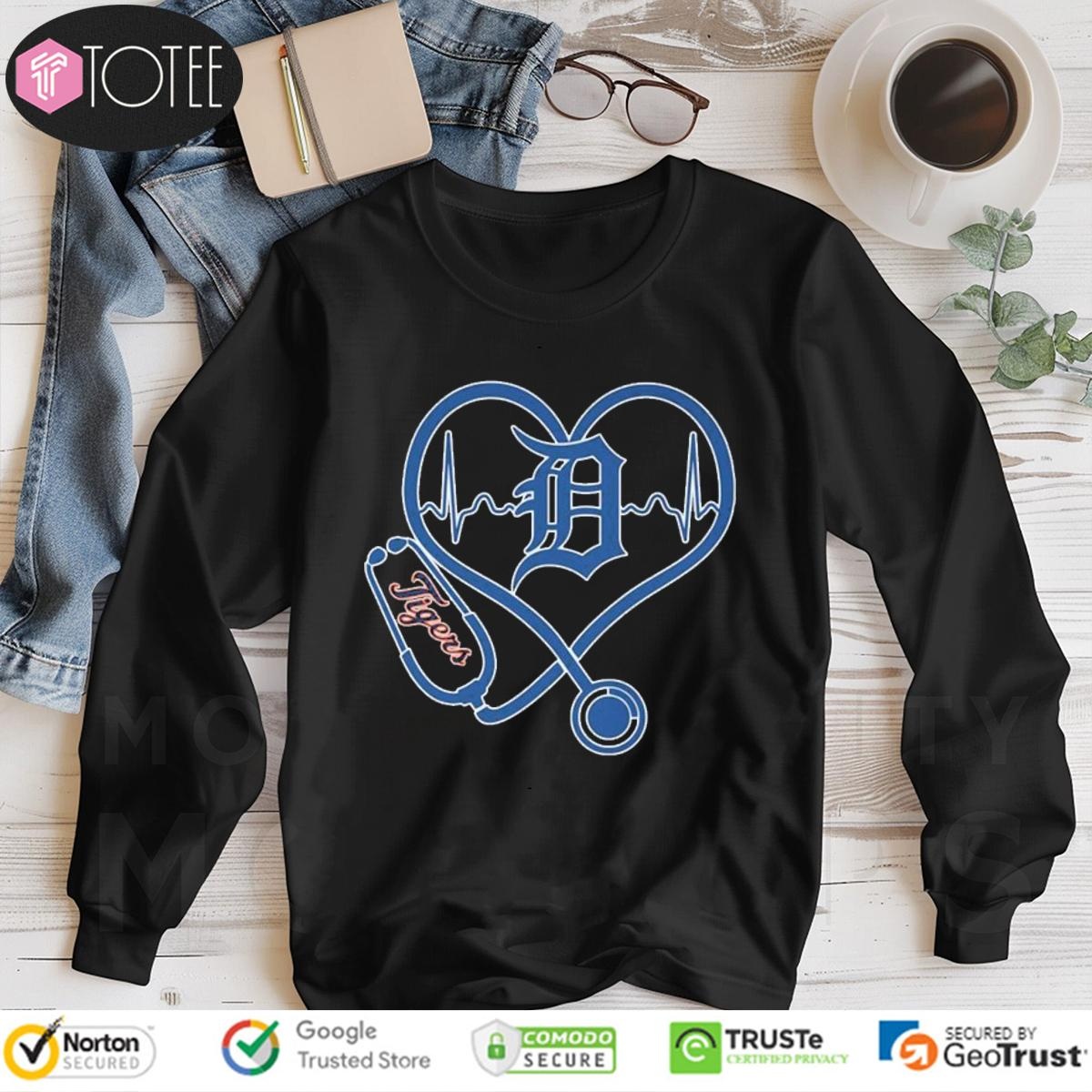 Stethoscope Detroit Tigers Heartbeat Nurse long sleeve