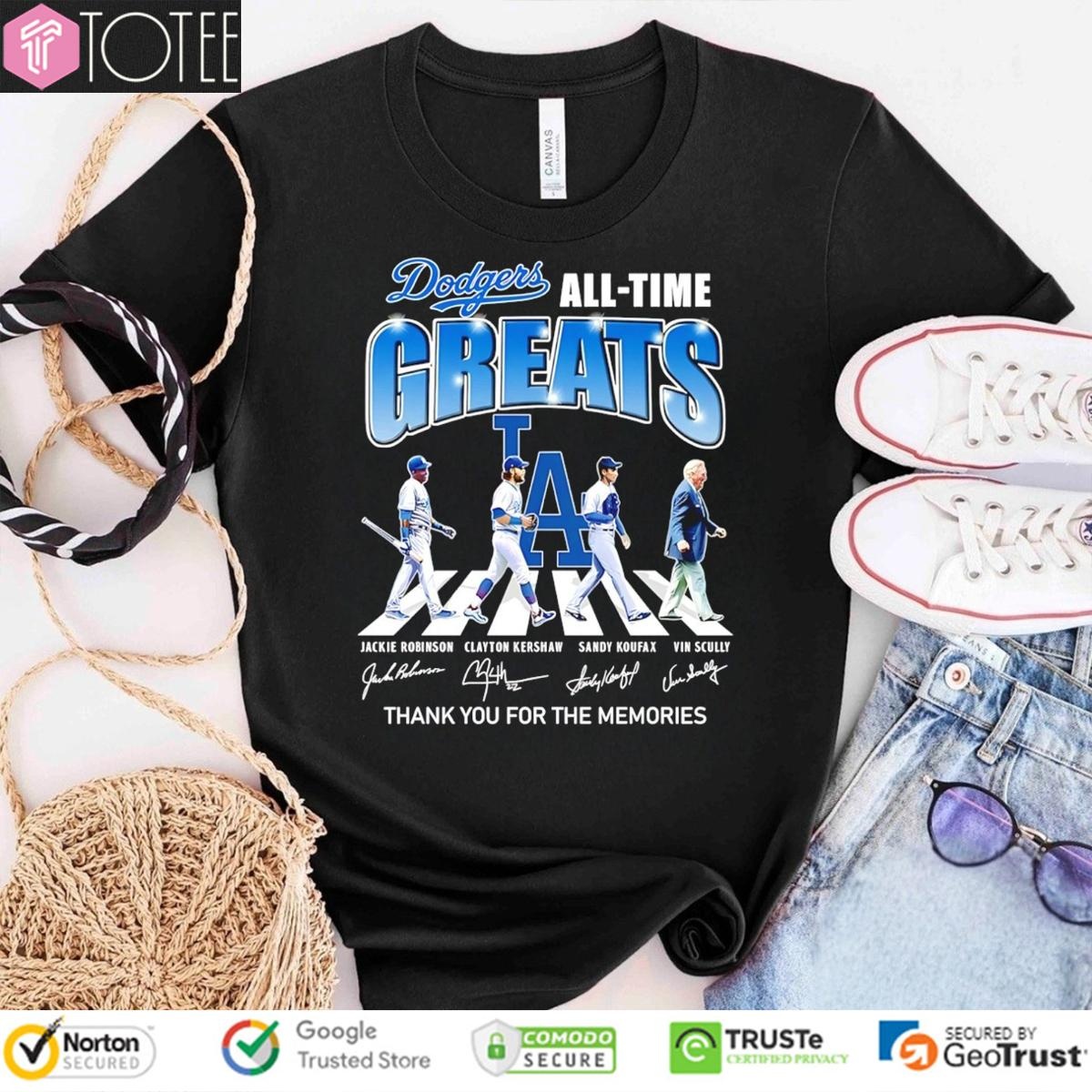 Los Angeles Dodgers Baseball All-Time Greats Abbey Road Signatures T-shirt
