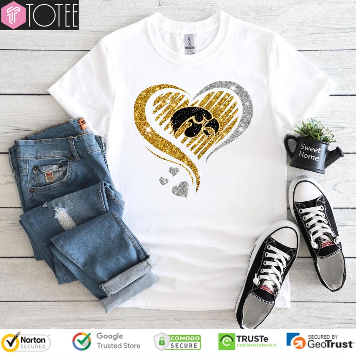Iowa Hawkeyes Glitter Heart Logo T-shirt