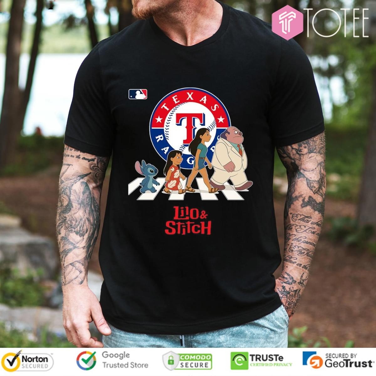 Texas Rangers Lilo And Stitch Abbey Road T-shirt