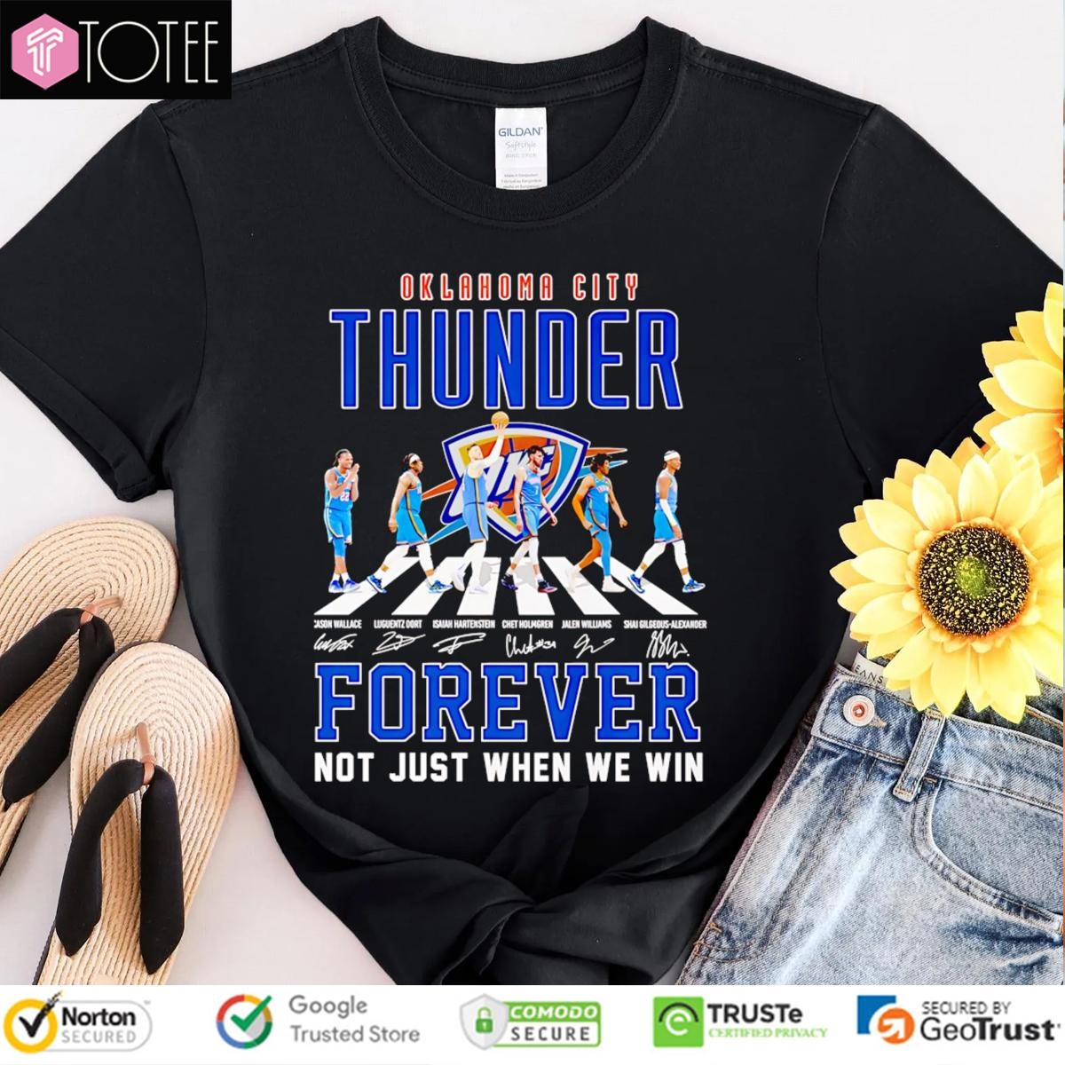 Oklahoma City Thunder Nba Abbey Road Forever Not Just When We Win Signed T-shirt